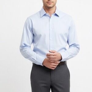 Wilkes & Riley Mens Light Blue Long Sleeve Dress Shirt Classic Fit 17 1/2 x 36